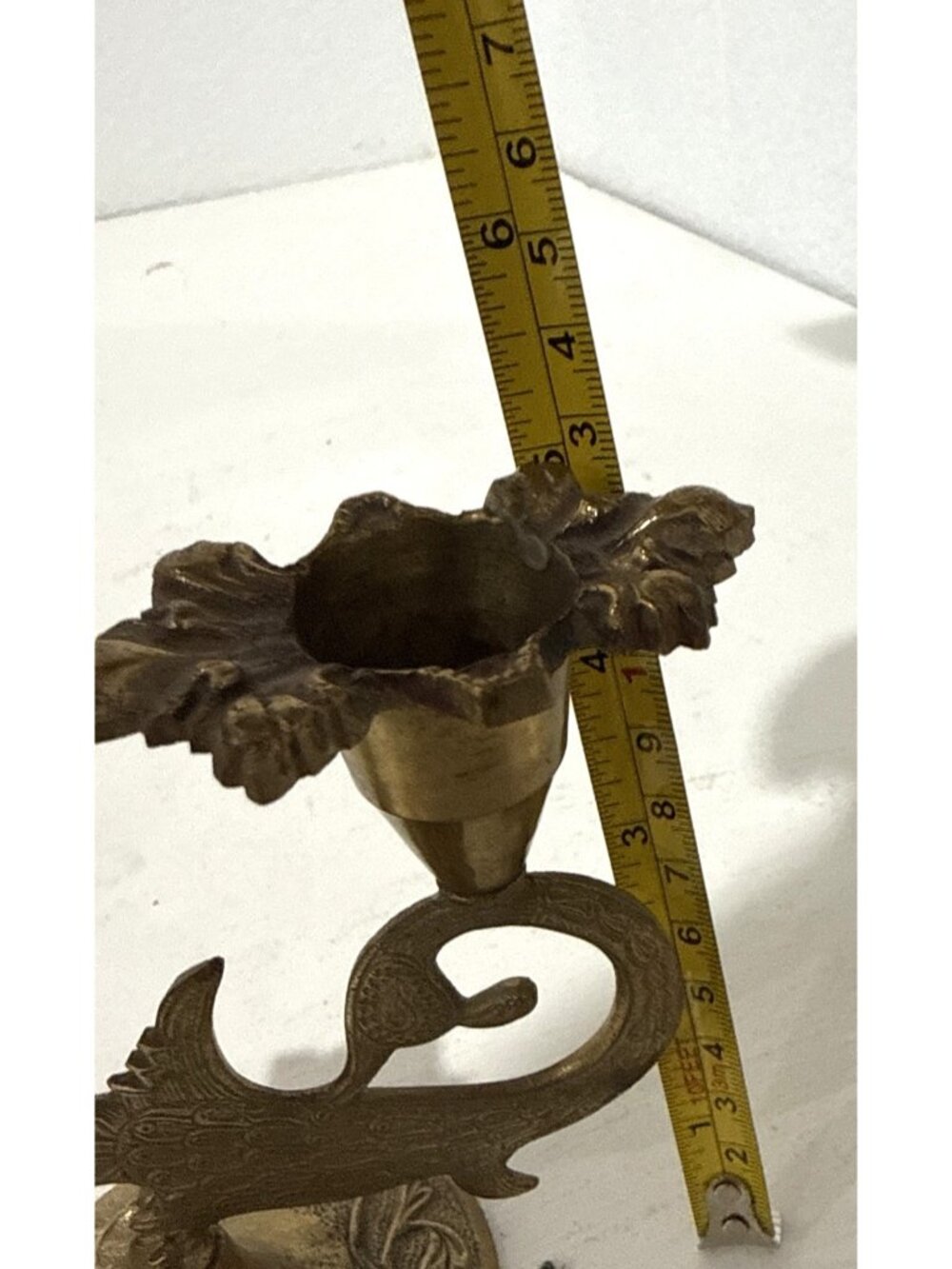 Vintage Antique Heavy Brass Sea Serpent Fish Ornate Candle Holder Candelabra - Picture 8 of 10